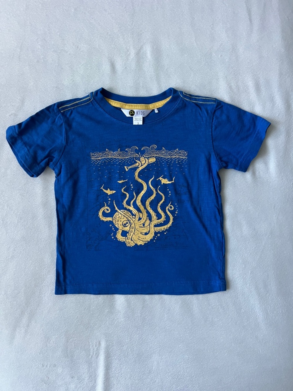 Kids Blue Octopus Graphic Tee